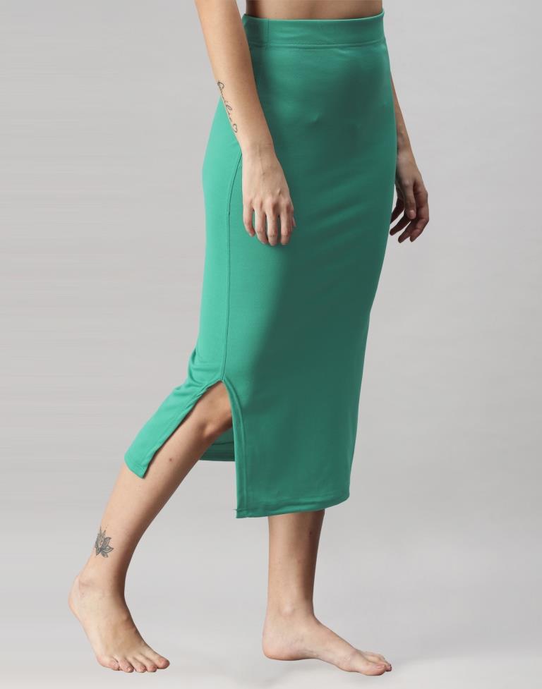 Rama Coloured Lycra Solid Saree Shapewear | Leemboodi