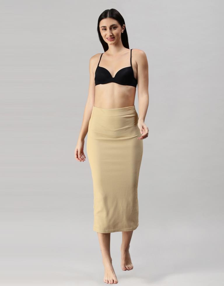 Beige High Waist Pencil Skirt, Shapewear Skirt, Midi Pencil Skirt