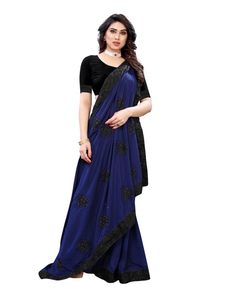 Royal Blue Coloured Poly Silk Embellished Partywear saree | Leemboodi