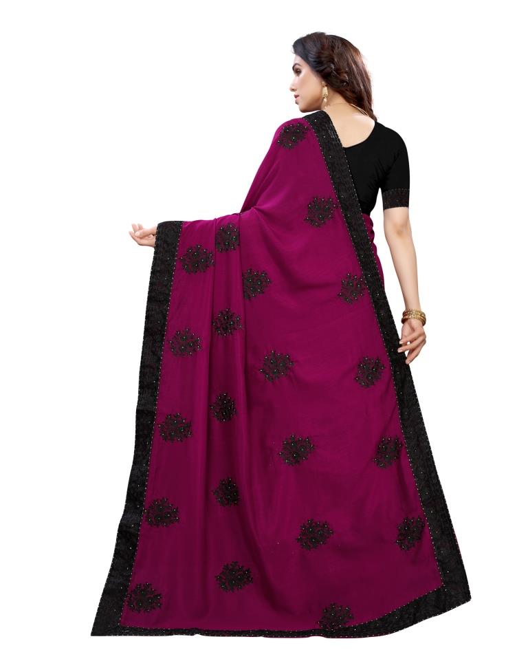 Magenta Coloured Poly Silk Embellished Partywear saree | Leemboodi