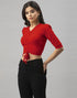 Breezy Red Coloured Knitted Lycra Tops | Leemboodi