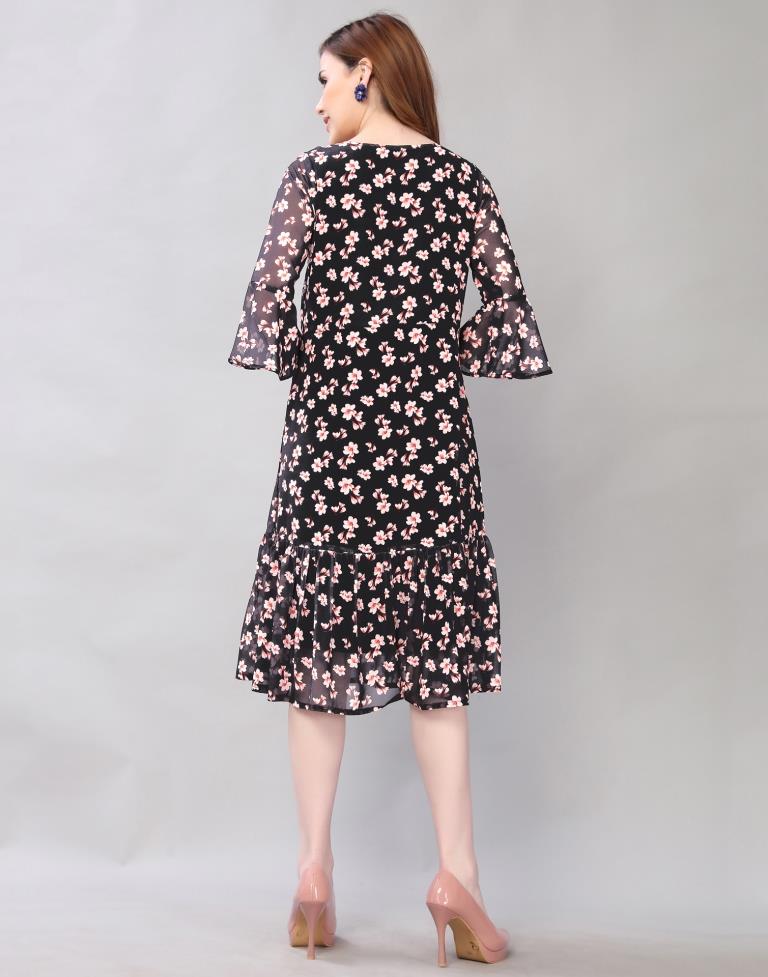 Black Floral Printed Dress | Leemboodi