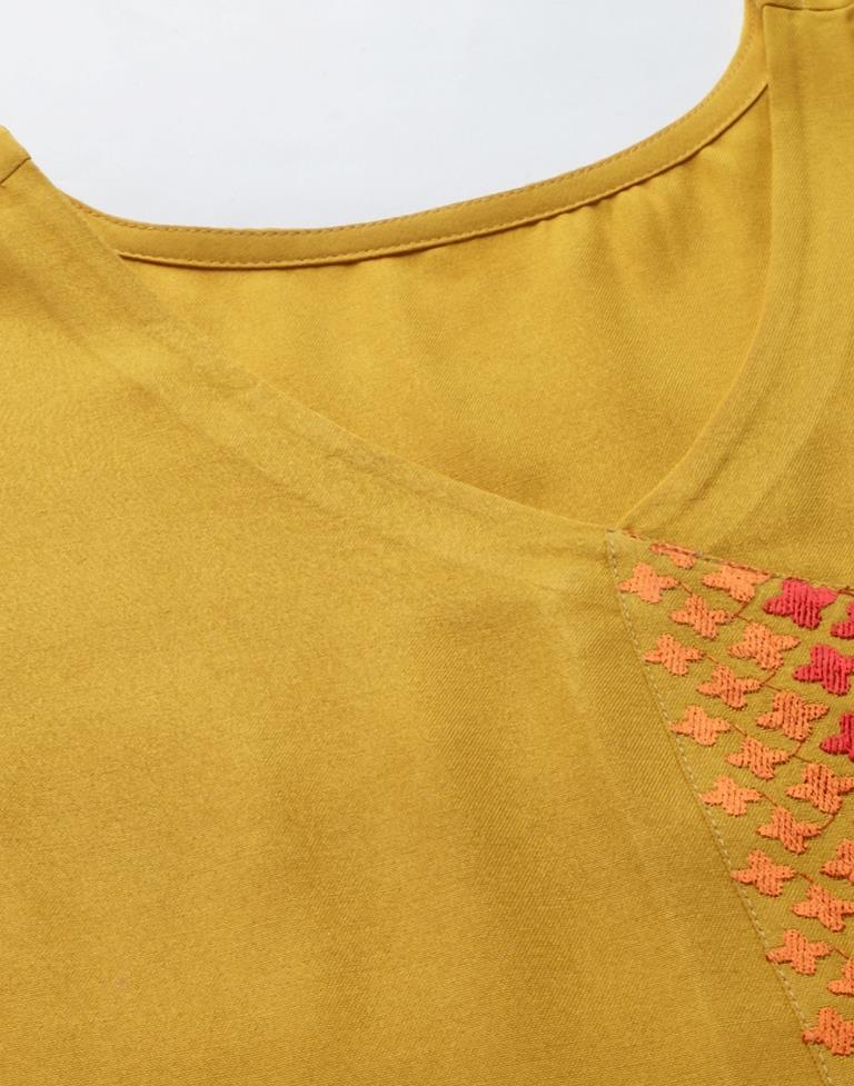 Mustard Kurti With Pant And Dupatta | Leemboodi