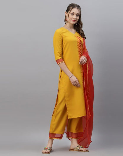 Mustard Kurti With Pant And Dupatta | Leemboodi