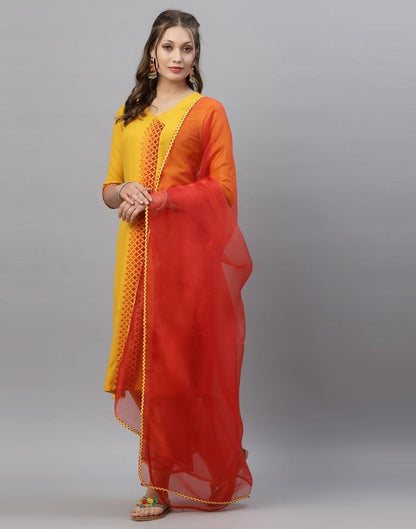 Mustard Kurti With Pant And Dupatta | Leemboodi