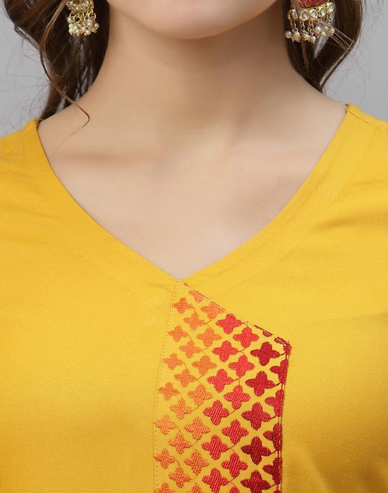 Mustard Kurti With Pant And Dupatta | Leemboodi