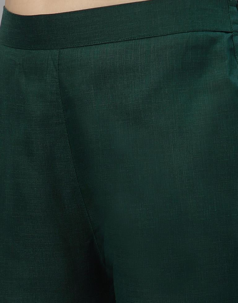 Bottle Green Kurti With Pant And Dupatta | Leemboodi