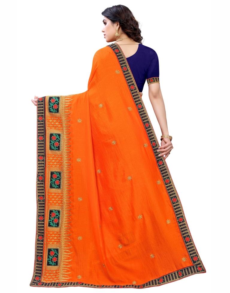 Orange Embroidered Silk Saree | Leemboodi