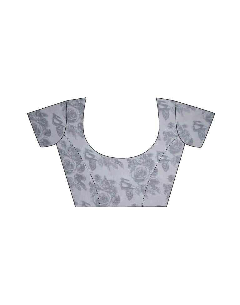 Breezy Grey Printed Saree | Leemboodi