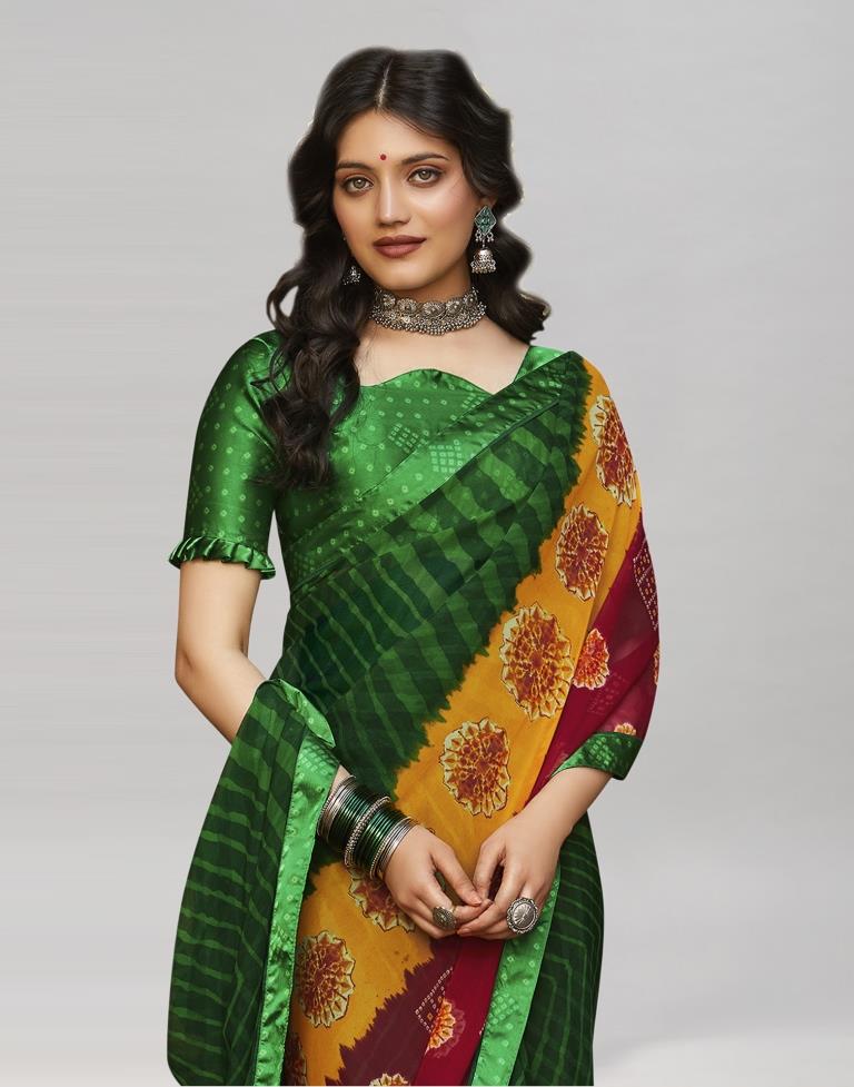 Green Bandhani Saree | Leemboodi