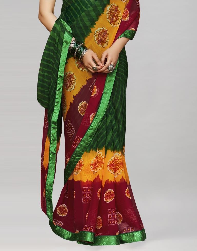 Green Bandhani Saree | Leemboodi
