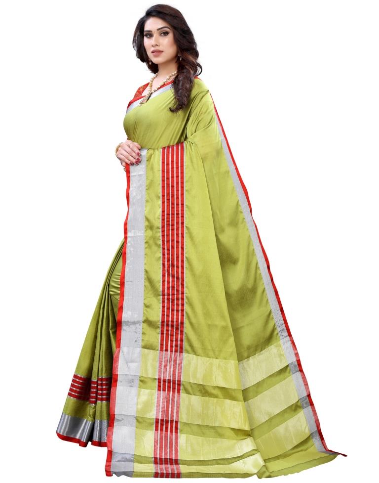 Green Hand Woven Silk Saree | Leemboodi