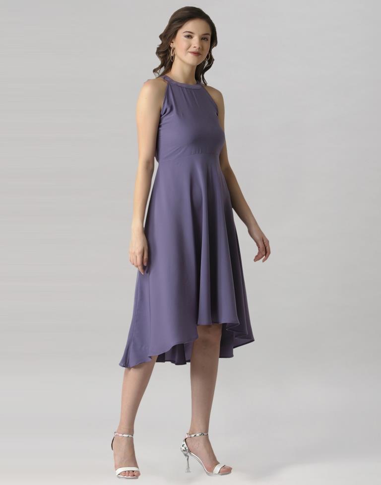 Purple Halter Neck Dress | Leemboodi