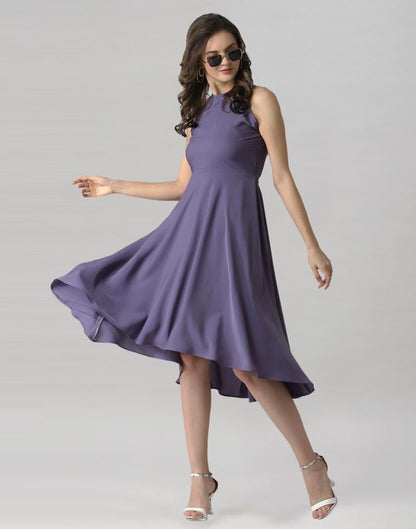 Purple Halter Neck Dress | Leemboodi