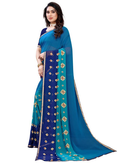Elegant Blue Printed Saree | Leemboodi