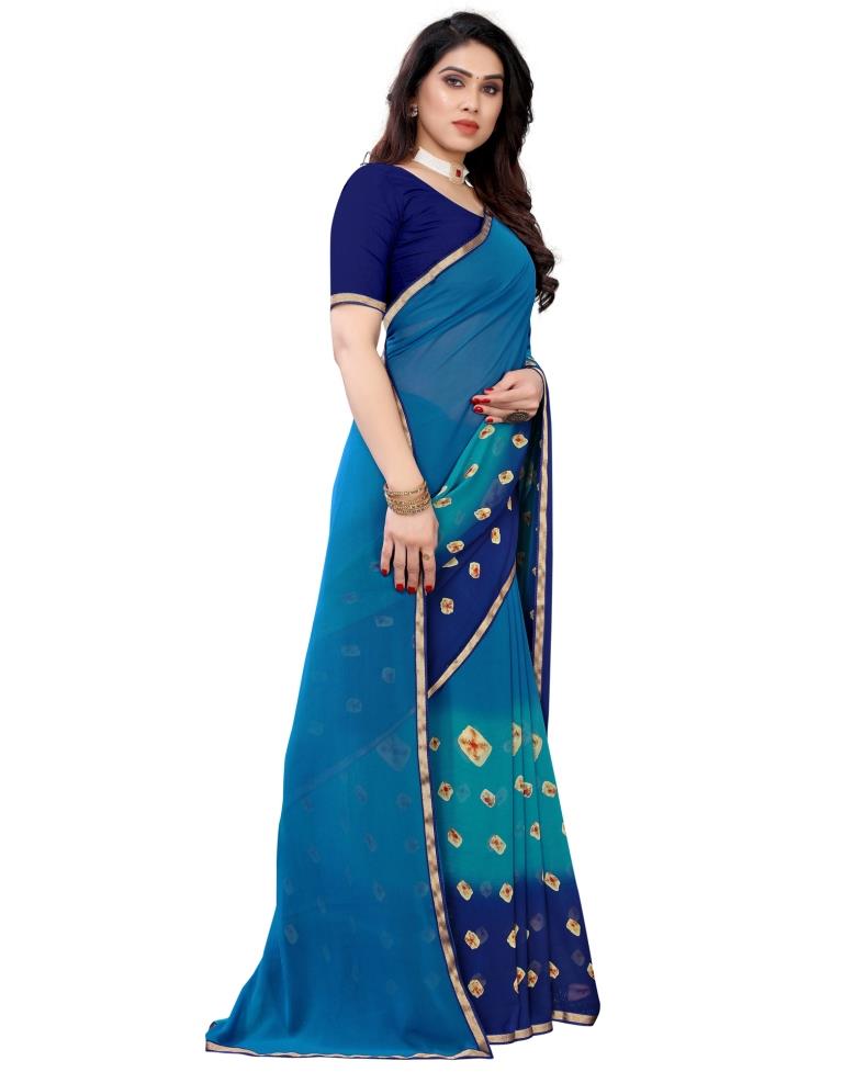 Elegant Blue Printed Saree | Leemboodi