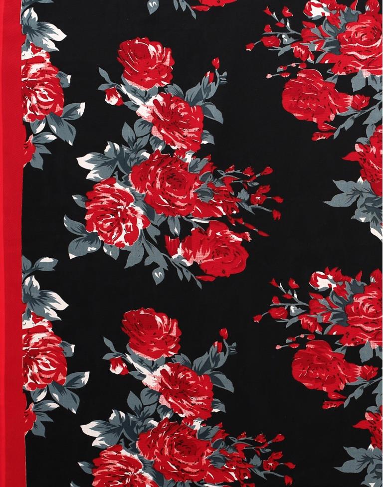 Black Coloured Georgette Floral Printed Casual saree | Leemboodi