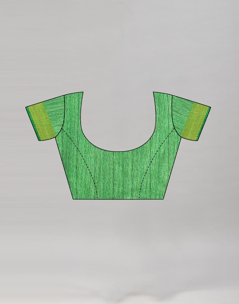 Green Cotton Printed Saree | Leemboodi