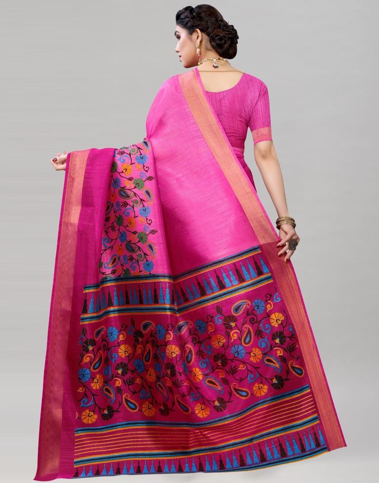 Pink Cotton Printed Saree | Leemboodi