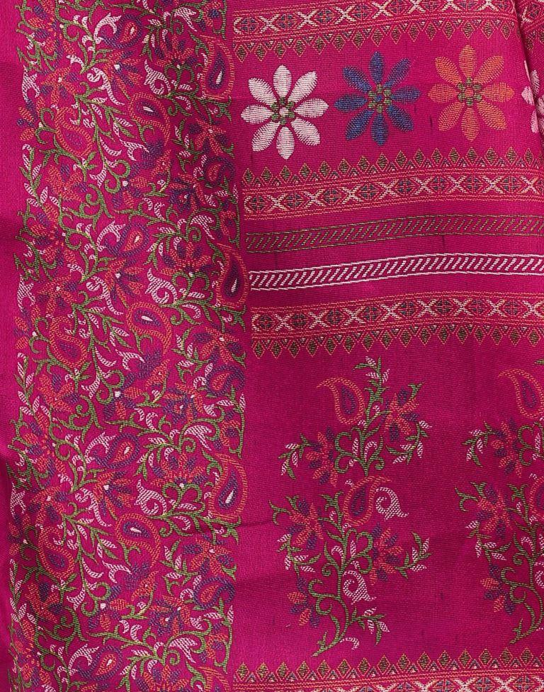 Hot Pink Jute Printed Saree | Leemboodi