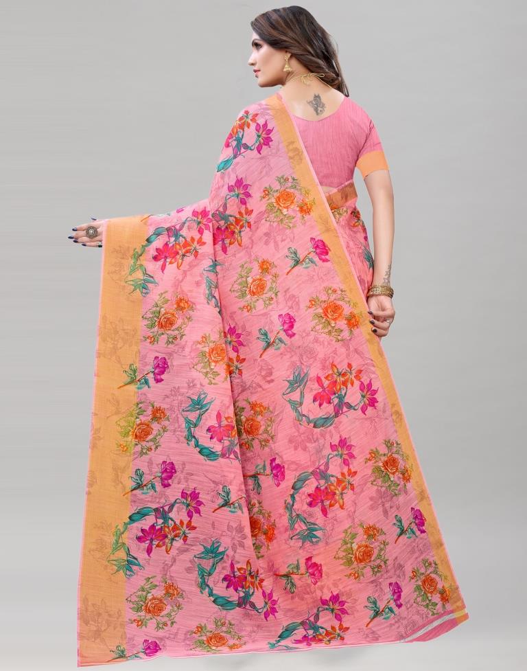 Pink Cotton Printed Saree | Leemboodi