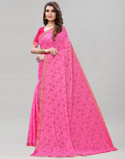 Pink Printed Saree | Leemboodi