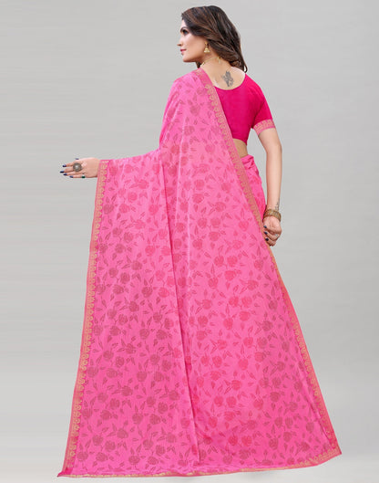 Pink Printed Saree | Leemboodi