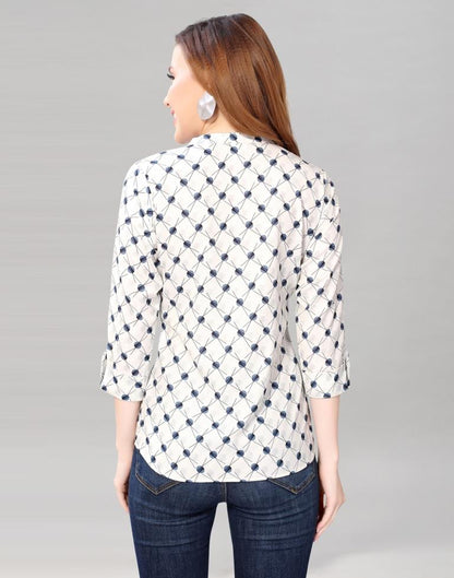 White Coloured Summer Cool Printed Top | Leemboodi