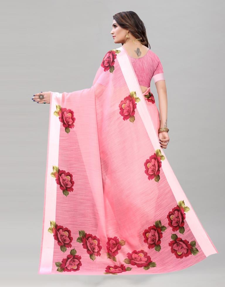 Punch Pink Cotton Printed Saree | Leemboodi