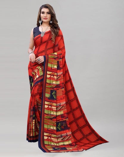 Astounding Red Printed Saree | Leemboodi