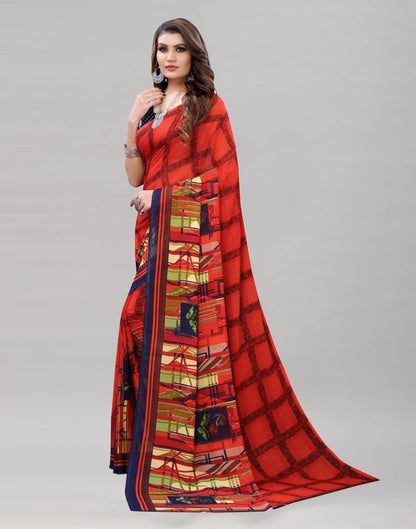 Astounding Red Printed Saree | Leemboodi