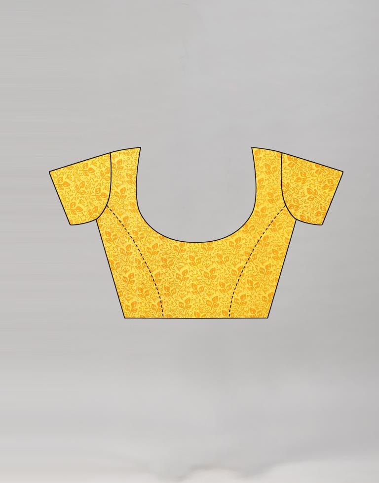 Decent Yellow Printed Saree | Leemboodi