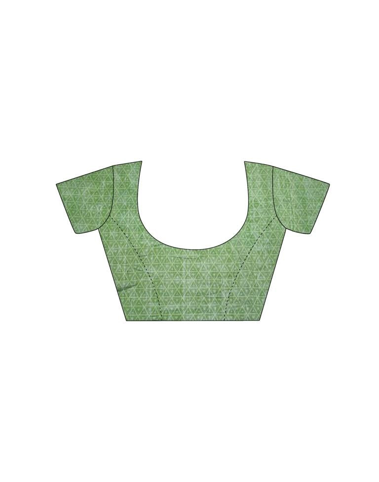 Olive Green Cotton Printed Saree | Leemboodi