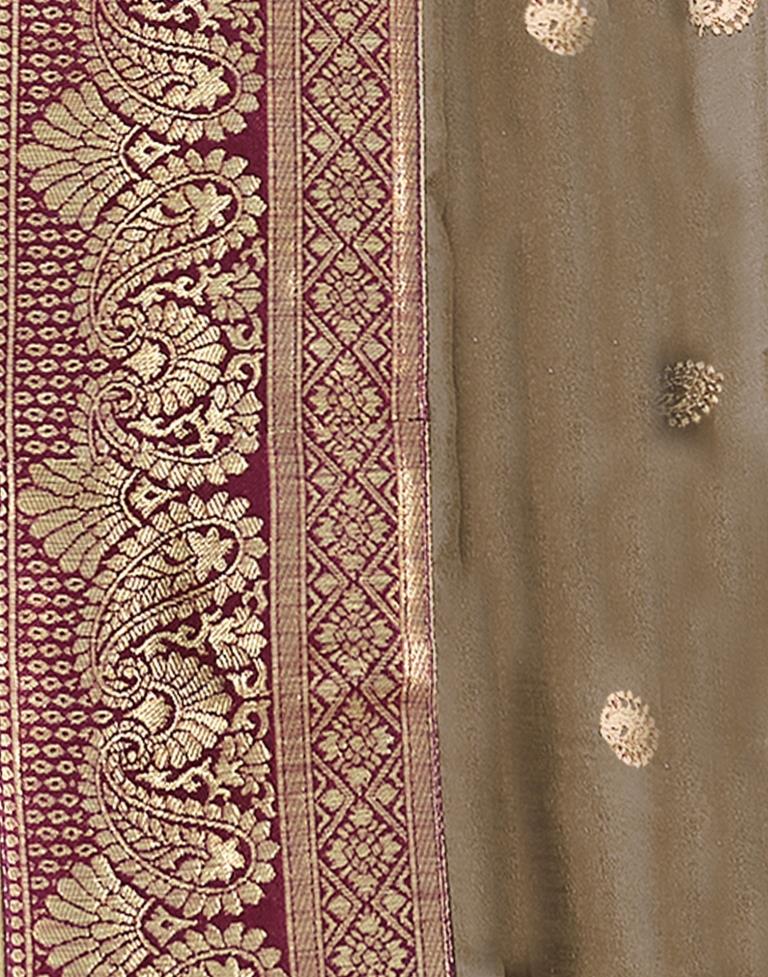 Tan Embroidered Silk Saree | Leemboodi