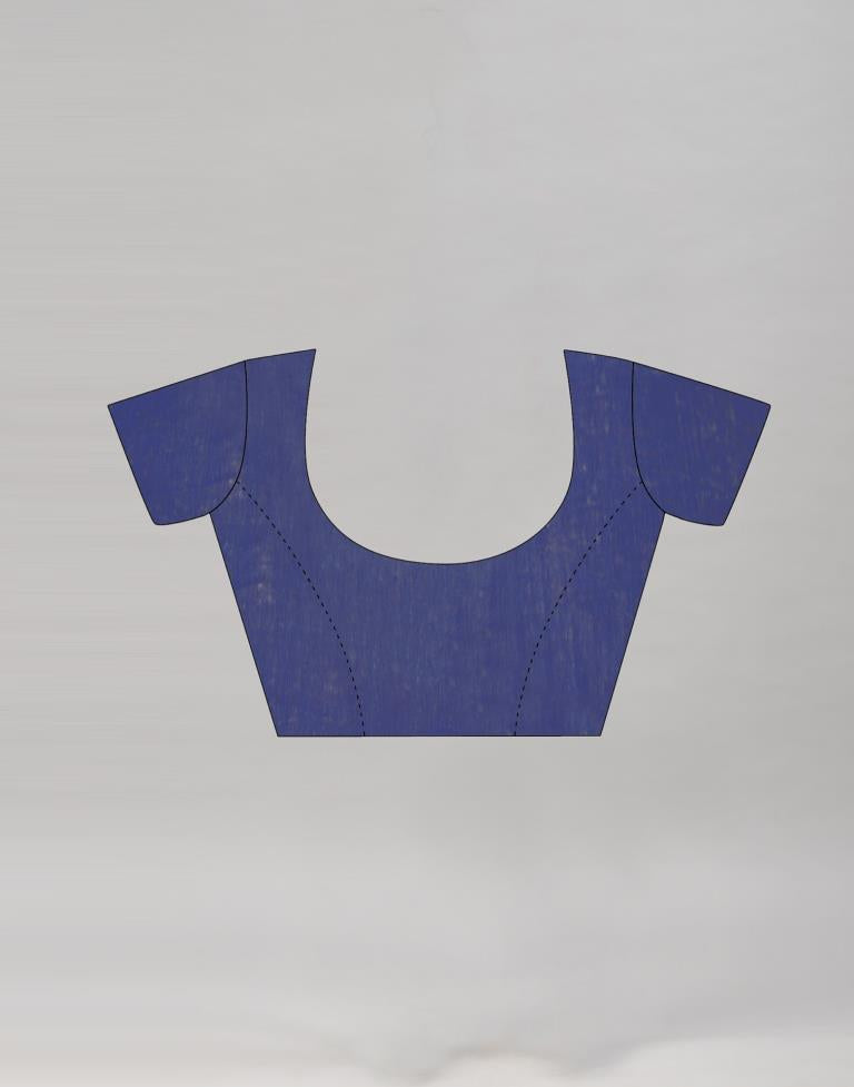 Navy Blue Cotton Printed Saree | Leemboodi