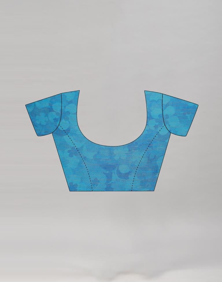 Lustrous Blue Printed Chiffon Saree | Leemboodi