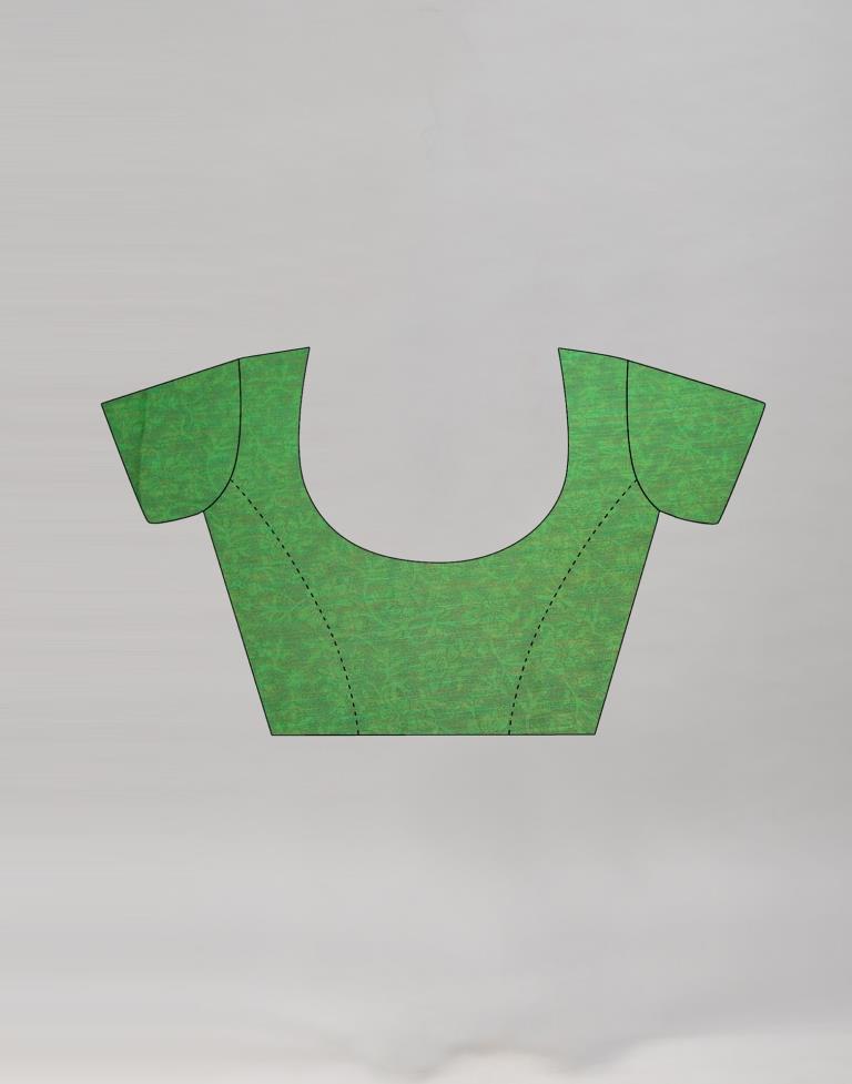 Glorious Green Printed Chiffon Saree | Leemboodi