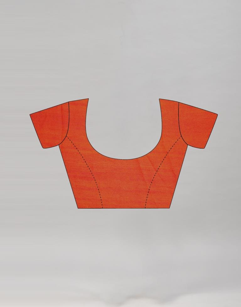 Orange Printed Chiffon Saree | Leemboodi