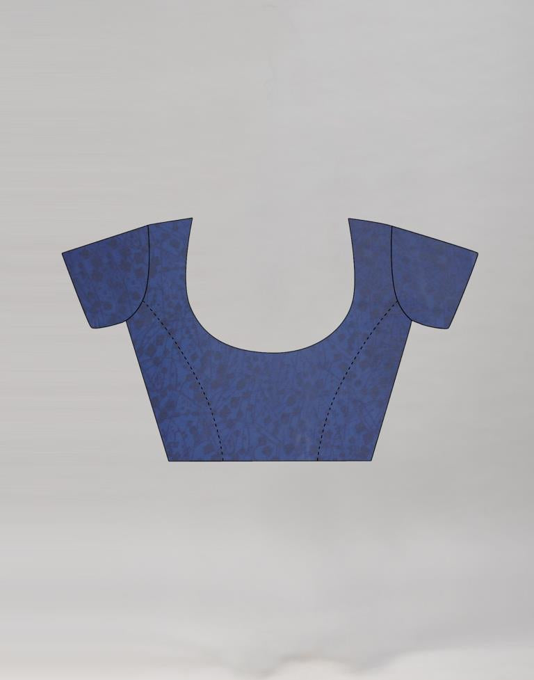 Attractive Navy Blue Printed Saree | Leemboodi