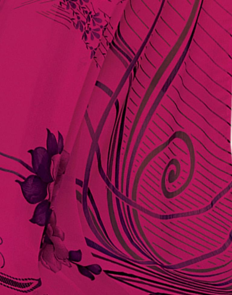 Glitzy Pink Printed Chiffon Saree | Leemboodi