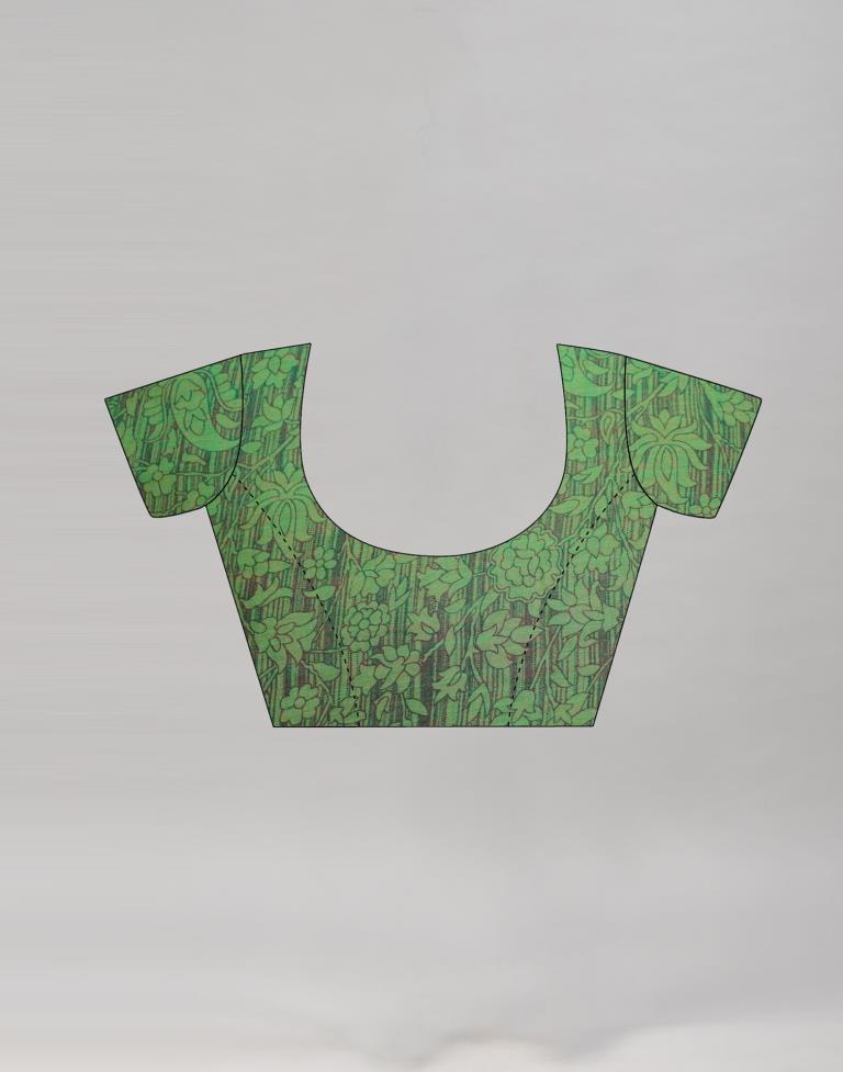 Distinctive Green Printed Chiffon Saree | Leemboodi