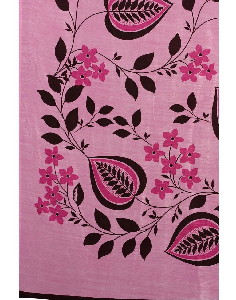 Lavender Pink Floral Printed Saree | Leemboodi