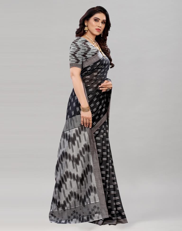 Classy Black Printed Saree | Leemboodi