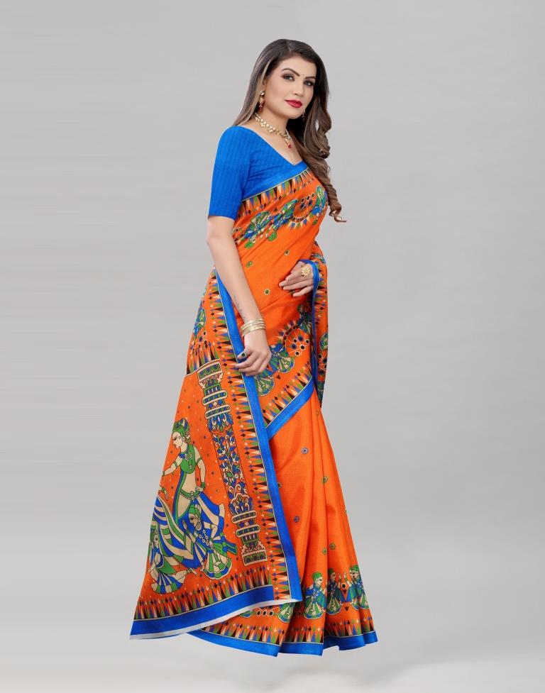 Graceful Orange Khadi Silk Saree | Leemboodi