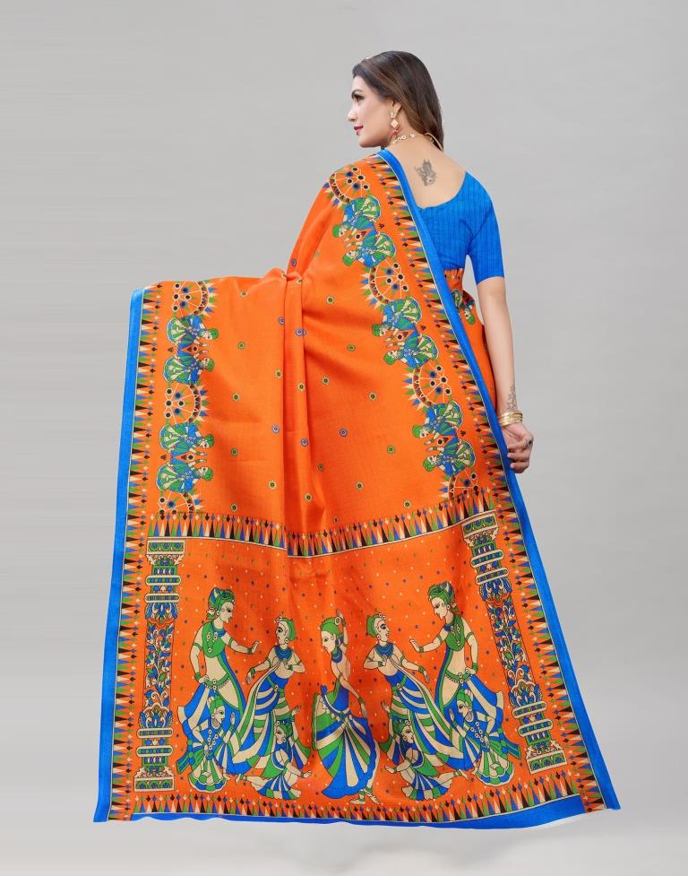 Graceful Orange Khadi Silk Saree | Leemboodi