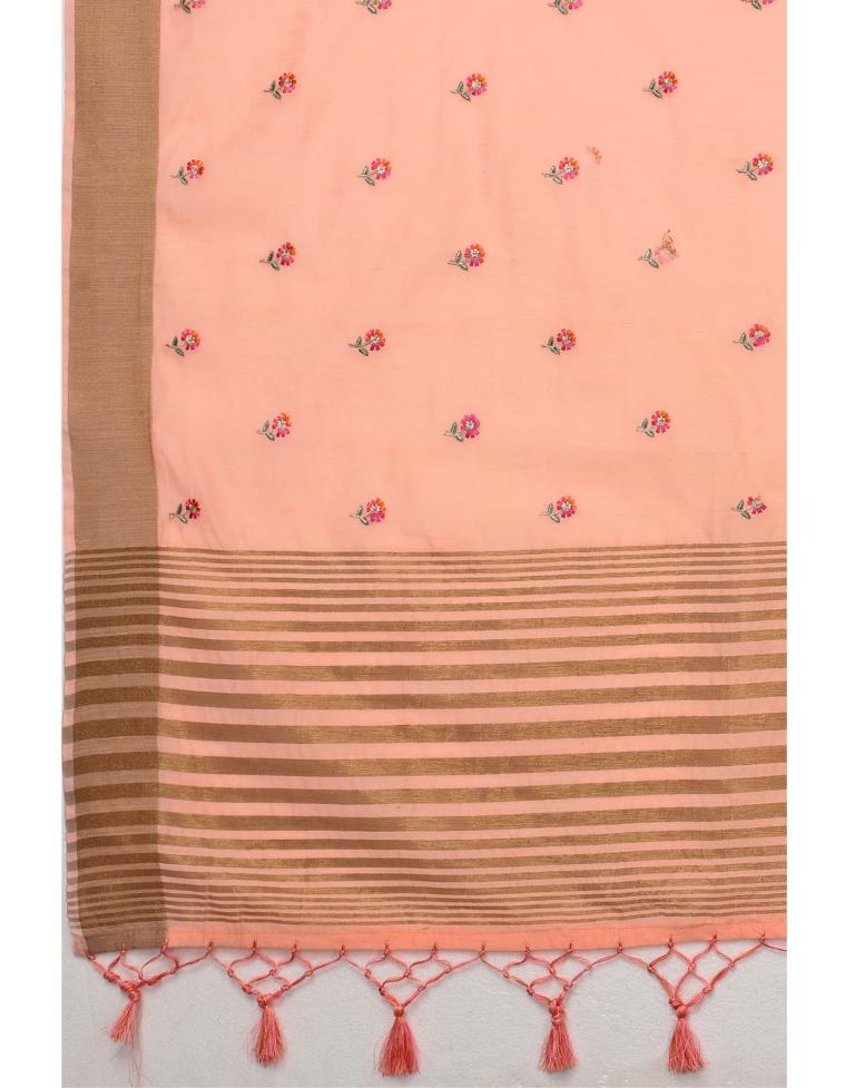 Pink Embroidered Cotton Saree | Leemboodi
