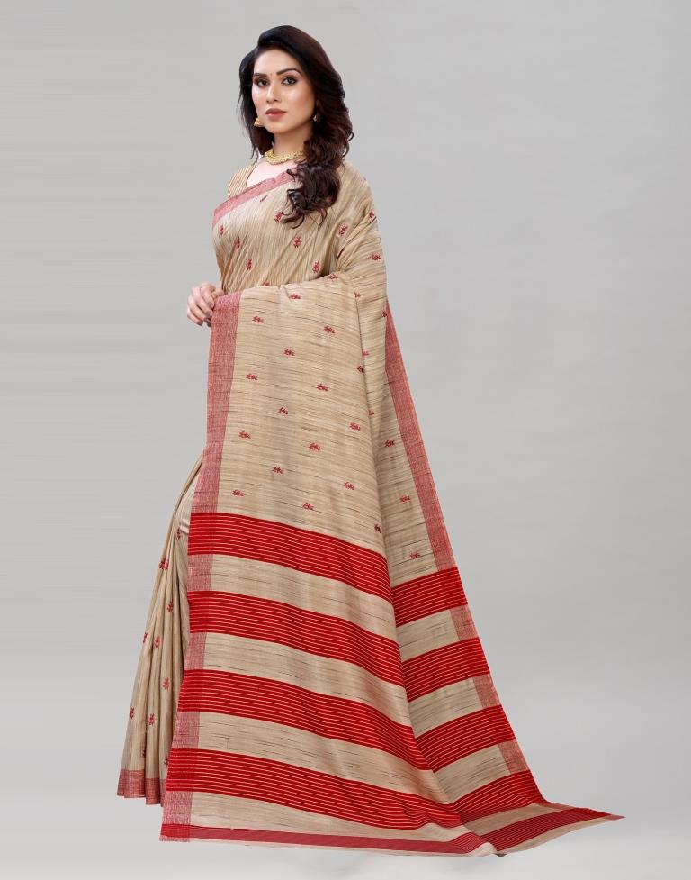 Enigmatic Brown Embroidered Silk Saree | Leemboodi