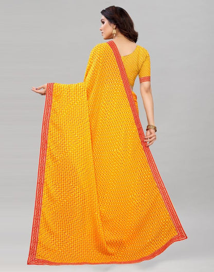 Meri Gold Orange Printed Saree | Leemboodi