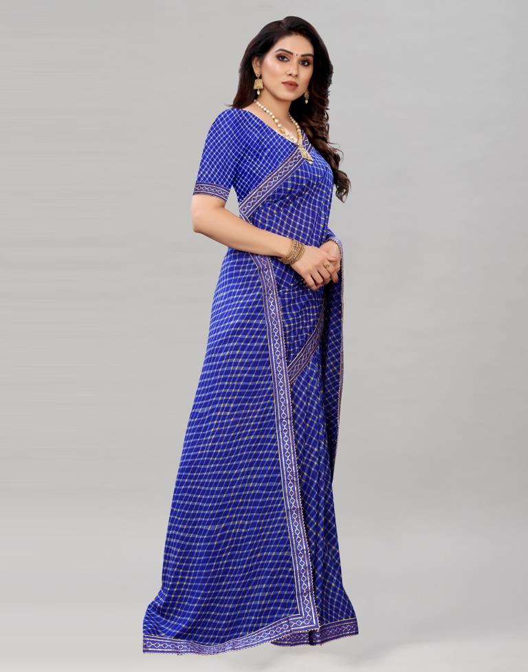 Brilliant Blue Printed Saree | Leemboodi