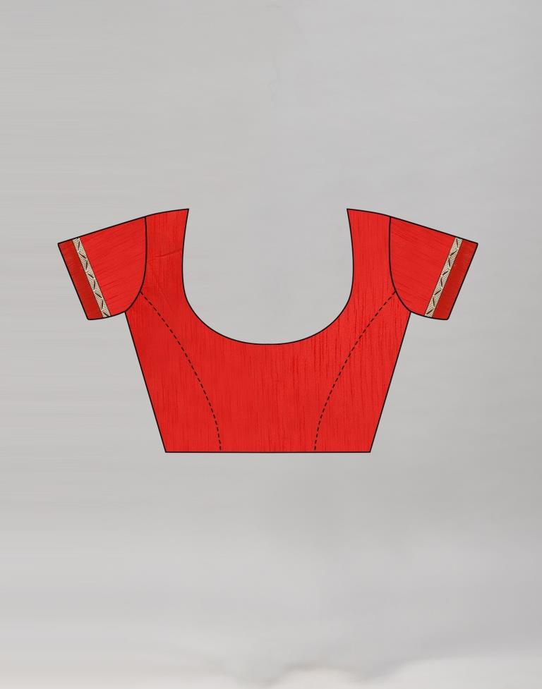 Burnt Red Cotton Embroidery Saree | Leemboodi